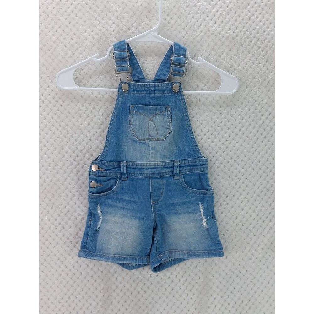 Calvin Klein Jeans Kids 3T Light Wash Stretch Short Overalls
